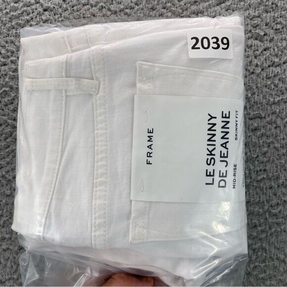 Frame Denim Le Skinny de Jeanne Women's White Mid-Rise Ankle Jeans | Size: 25 - Picture 14 of 16